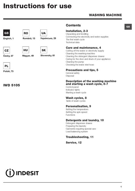 User manual Indesit IWD 5105 (English 